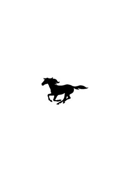 Black Galloping Horse Silhouette Isolated On White Background
