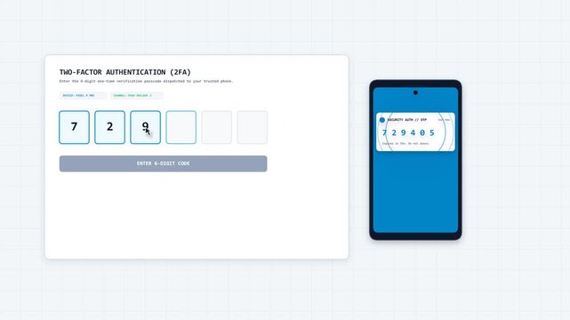 Two-Factor Authentication Code Verification on Screen Motion Graphic