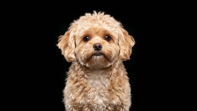 peekapoo dog close up isolated on black background video