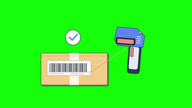 Barcode Scanner Processing Package Delivery Logistics Animation