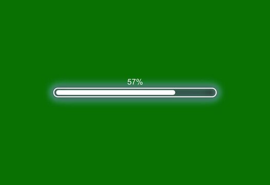 Green screen percentage loading progress bar video animation with chroma key, abstract 4k web design preloaded buffer screen template. Pixel art downloading motion graphic with alpha mate.