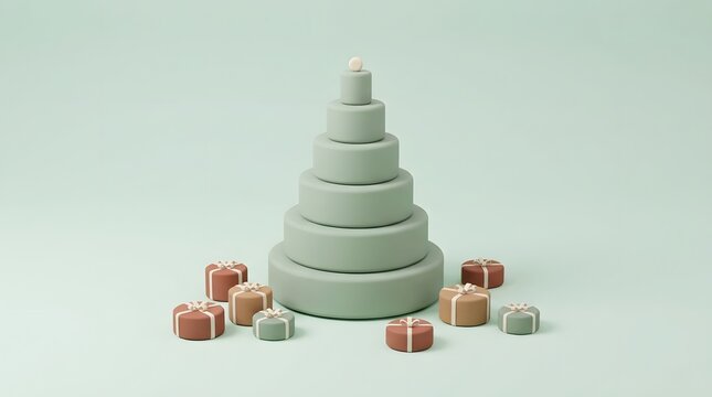 A simple architectural model depicts a tiered city design with smaller building blocks surrounding the structure