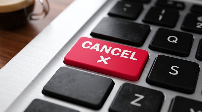 Red cancel key on modern computer keyboard for business workflow