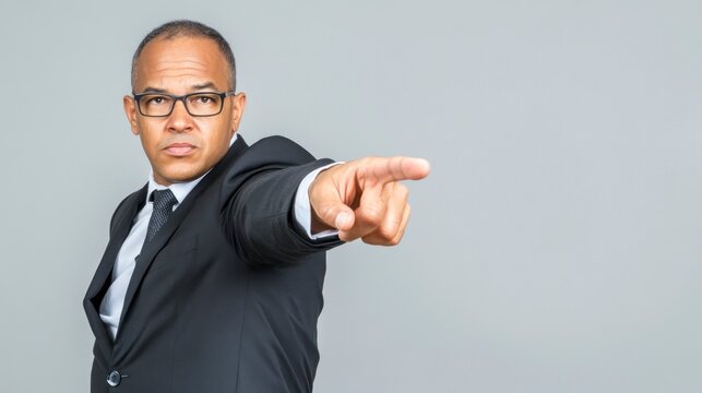 Businessman pointing accusingly