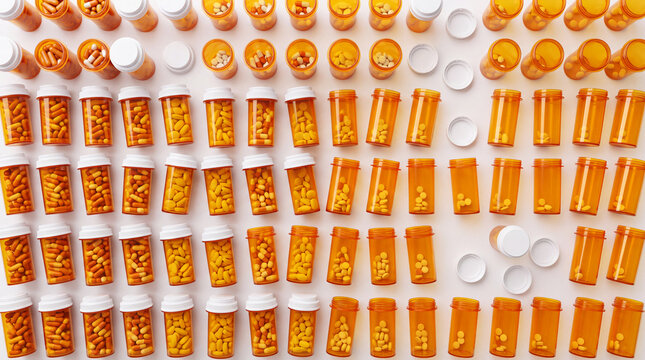 Pharmaceutical Pattern with Capsules and Tablets in Rows