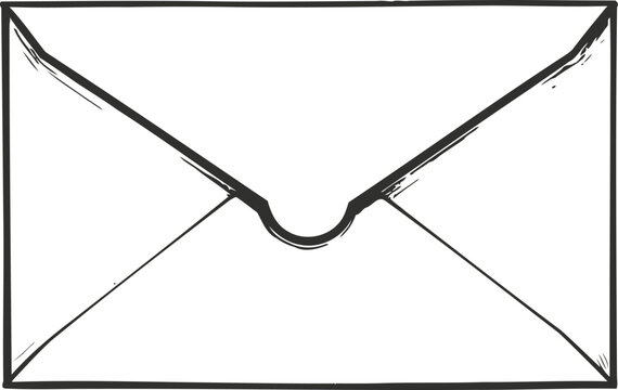 Hand drawn envelope illustration in black and white with simple sketch lines on a white background
