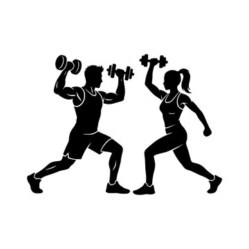 Lifting dumbbells silhouette fitness illustration, Fitness dumbbells silhouette illustration