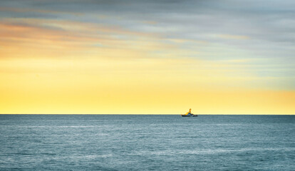 pictorial sunset seascape with a coast guard © S_E