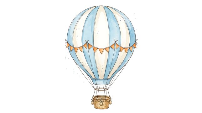 Aerostat displays blue and white vertical striped pattern.