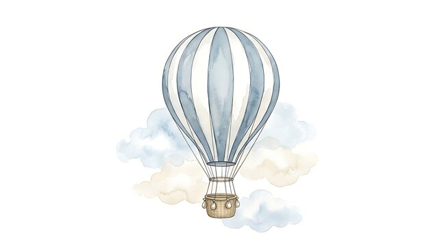 Balloon floating among soft clouds in a painted style.