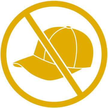 Mustard No Hats Prohibited Warning Icon for Safety Signs, Dress Codes and Restricted Areas PNG Vector