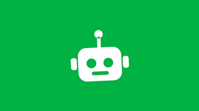 AI agent robot icon animation on green screen chroma key