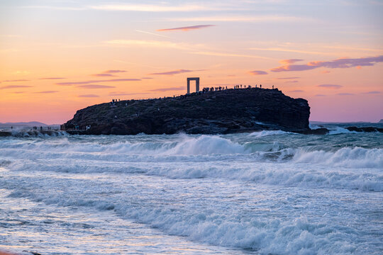 Temple of Apollo, Naxos, Greece at sunset