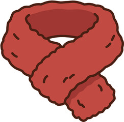 Cute cartoon red knit winter scarf wrapped muffler clipart © DAHEE