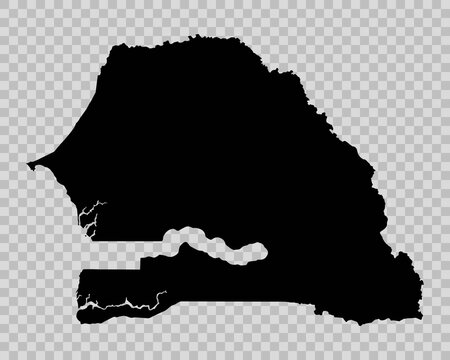 Senegal country map silhouette isolated black vector outline