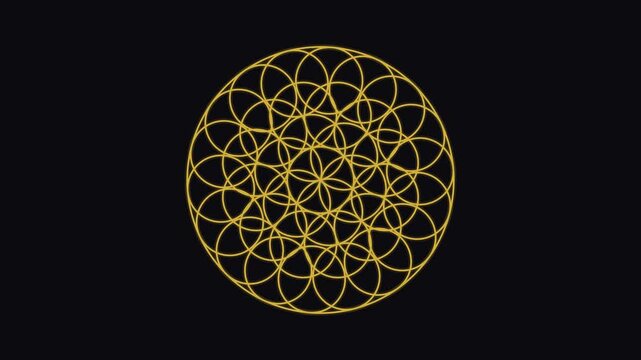 Golden Sacred Geometry Rotating in Seamless Loop