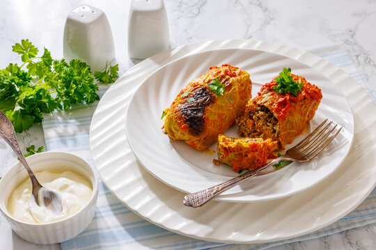 Golabki authentic Polish cabbage rolls with meat