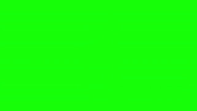 Purple mail envelope opening with a pink heart letter inside on a plain green screen