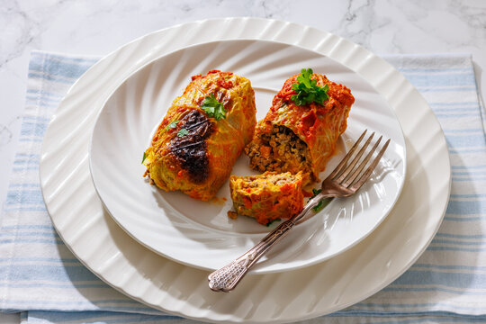 Savory cabbage rolls filled with minced beef