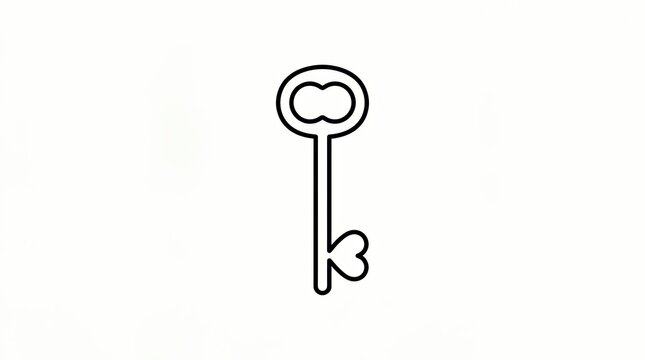 Romantic love key line art with heart shaped bit outline symbolaffection trust protection romance and security minimal contour graphic design element for romantic dating decoration