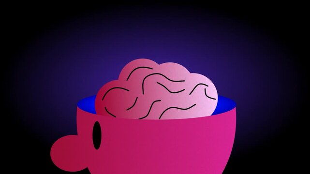 Animated human brain representing think, idea and mental health
