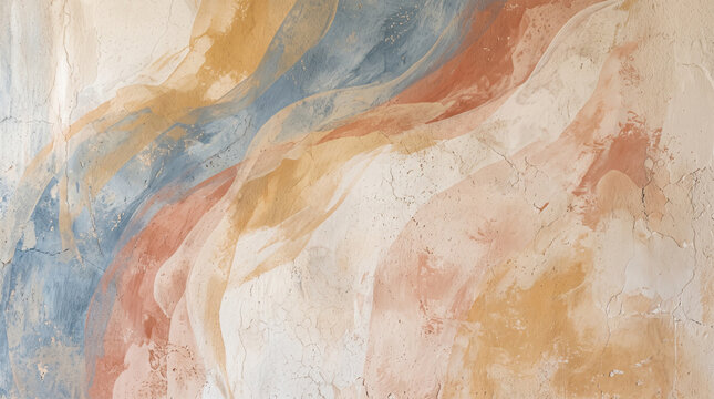 textured abstract wall background in earthy tones with brush strokes and cracks
