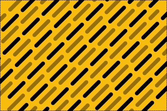 An abstract diagonal pattern of rounded black dashes or pill-like stripes wallpaper set against a vibrant yellow background