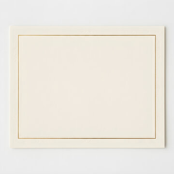Minimalist luxury background, warm ivory matte paper texture, delicate thin metallic gold lines framing the outer edges, subtle embossed details, refined elegant composition, generous clean copy space