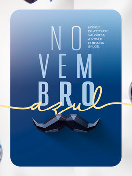 Novembro Azul Campanha de Sa&uacute;de Post Card Insta Template Banner