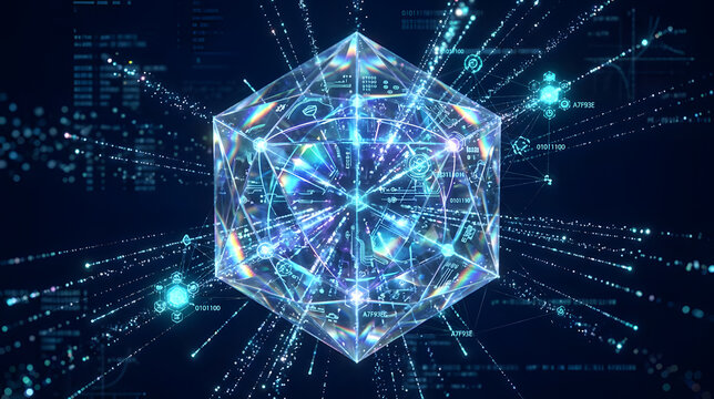 Quantum key distribution and futuristic cryptography network 3d