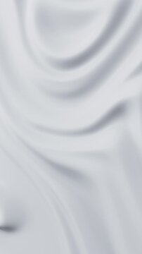 Abstract light reflective ripples on white surface. Milky water waves flow. Smooth satin-like folds and flowing distortions. Loop 3D render animation. Vertical Video.