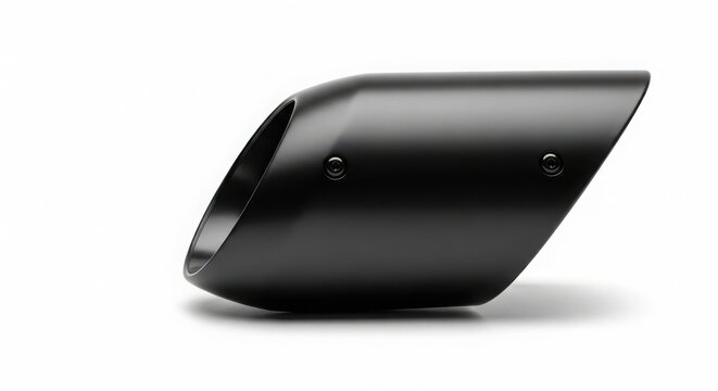 Matte black automotive exhaust tailpipe showing sleek modern design isolated on a clean white background for high performance vehicle upgrades