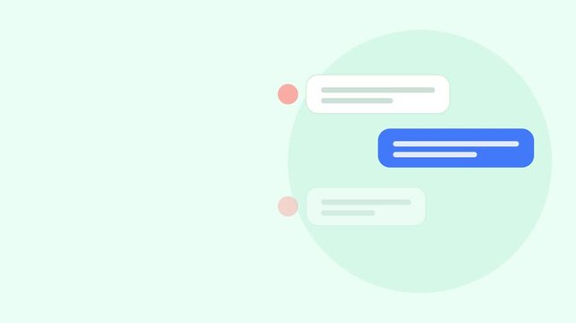 Minimalist notification bubble icon with a chat message box on a soft mint green background