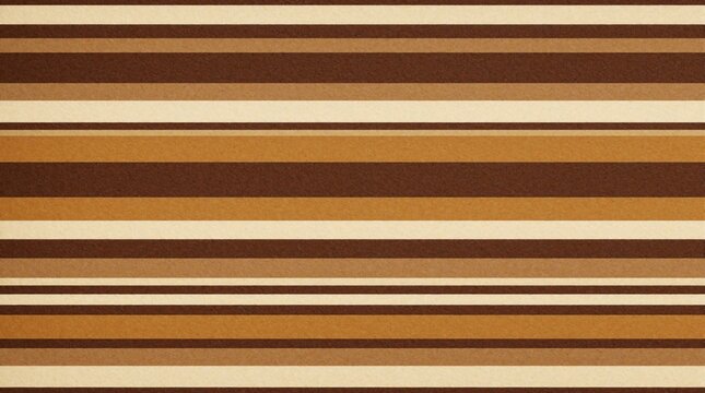 Retro striped pattern with horizontal brown, cream lines. Vintage wallpaper design features warm earth tones, classic aesthetic. Minimalistic textured background suitable for nostalgic decor old