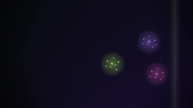 Abstract dark background with colorful glowing particles and vertical light beam