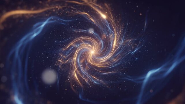 Glowing Cosmic Spiral Vortex with Energy Particles and Nebula Background