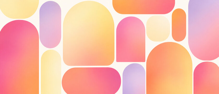Abstract gradient shapes background with rounded rectangles and arches