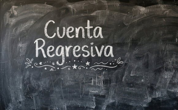 Cuenta Regresiva escrito en pizarra escolar para planificacion de proyectos y metas