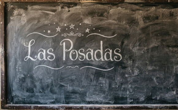 Las Posadas letrero en pizarra para celebracion navide&ntilde;a tradicional y festival cultural hispano