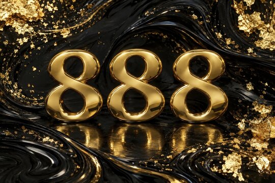 Golden 888 Numbers on Black Textured Background