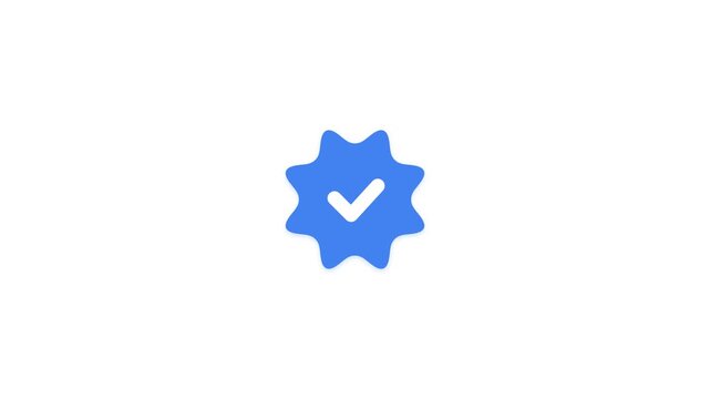 A blue star emblem featuring a checkmark symbol representing verified status and security confirmation for user accounts across digital platforms and networking applications for safe