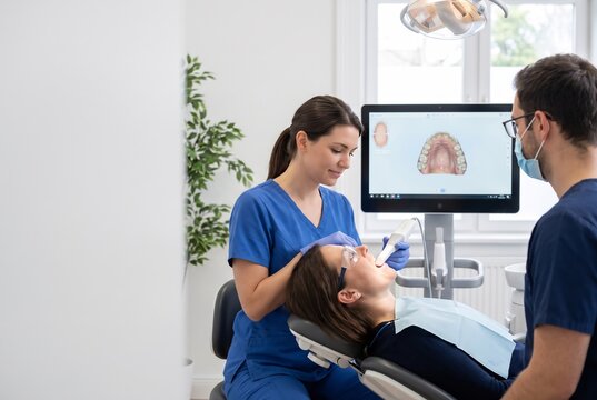 Dentist Using an Intraoral Scanner for Digital Dental Treatment Planning
