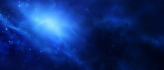 Abstract blue space background with glowing particles and light nebula © Pablo