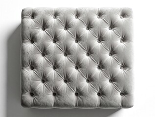 Naklejka premium Top view of luxury white leather sofa with tufted design. Soft velvet texture features deep button quilting on elegant couch. Modern furniture piece offers comfort for living room decor. Minimalist