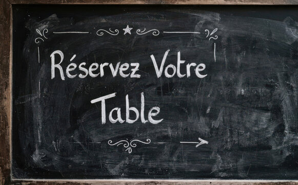 R&eacute;servez Votre Table, panneau noir de restaurant pour r&eacute;servation de table, design &eacute;l&eacute;gant pour service de restauration et accueil des clients