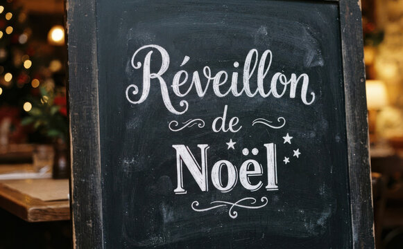 Réveillon de Noë légitime festif et repas de fin d'anné sur ardoise