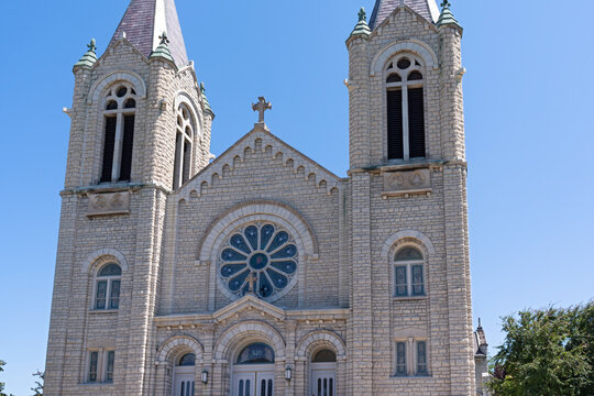 historic church exterior of gothic architecture in sturgeon bay wisconsin listed on national register of historic places 