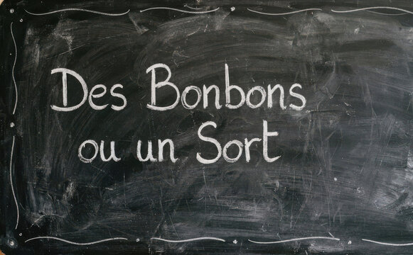 Des Bonbons ou un Sort tableau noir ardoise craie halloween texte message effrayable Fete conception graphique arriere plan