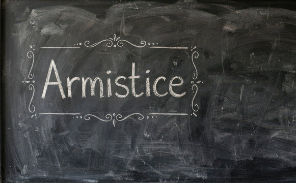 Armistice ecriture craie sur tableau noir concept de paix et arret des combats