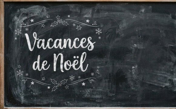 Vacances de Noel tableau noir message de fetes de fin d annee et vacances scolaires